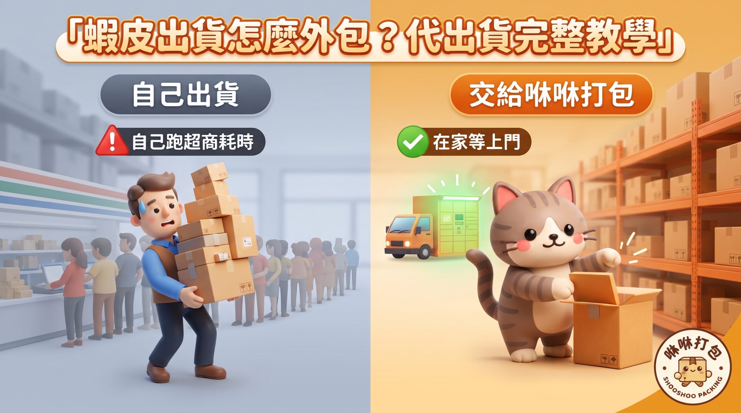 蝦皮出貨怎麼外包？代出貨完整教學｜咻咻打包