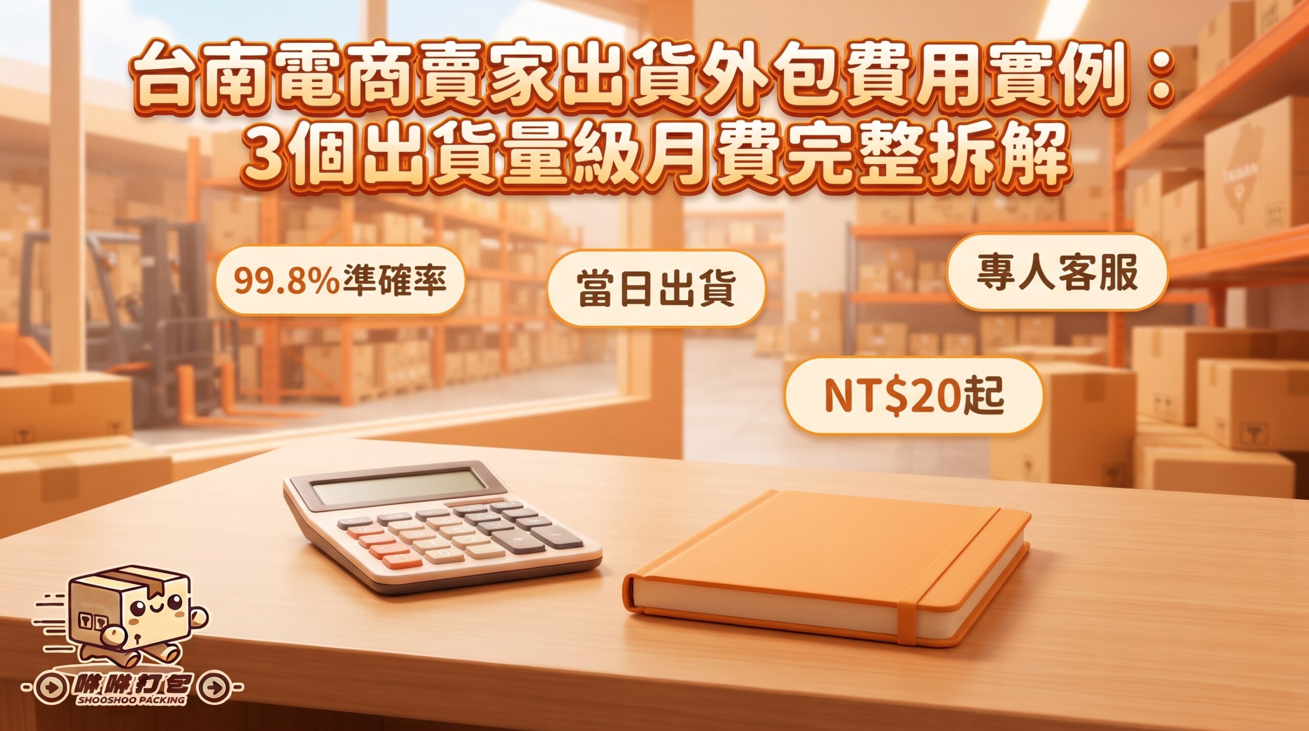 台南三方倉儲費用實例，電商代出貨月費計算表，台南倉儲成本拆解